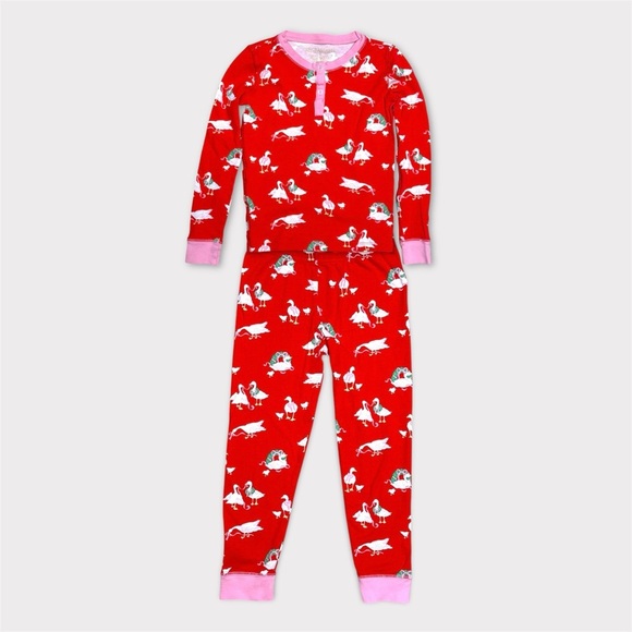 The Beaufort Bonnet Company Other - The Beaufort Bonnet Company Sara Jane's Sweet Dream Pajama Set Geese Red & Pink